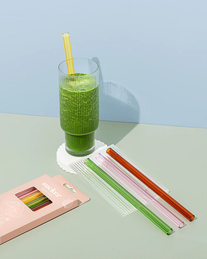 Reusable Multi Colour Glass Straw - Smoothie