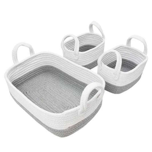 Storage Basket 3 Piece Set - White and Grey