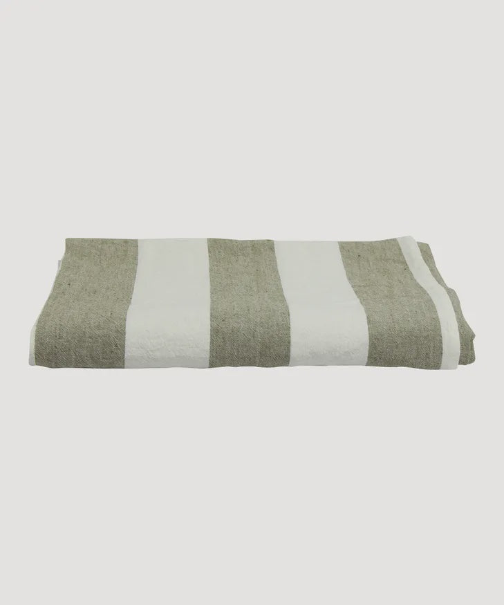 Striped Olive Tablecloth